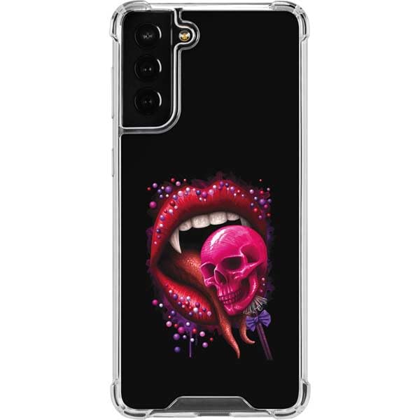 Skinit Clear Phone Case Compatible with Galaxy S21 Fan Edition - Sarah Richter Vampire Skull Lollypop by Sarah Richter Design