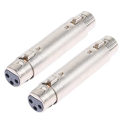 PNGKNYOCN XLR Female to Female Coupler,XLR 3-Pin Gender Changer Microphone Cable Adapter(2-Pack