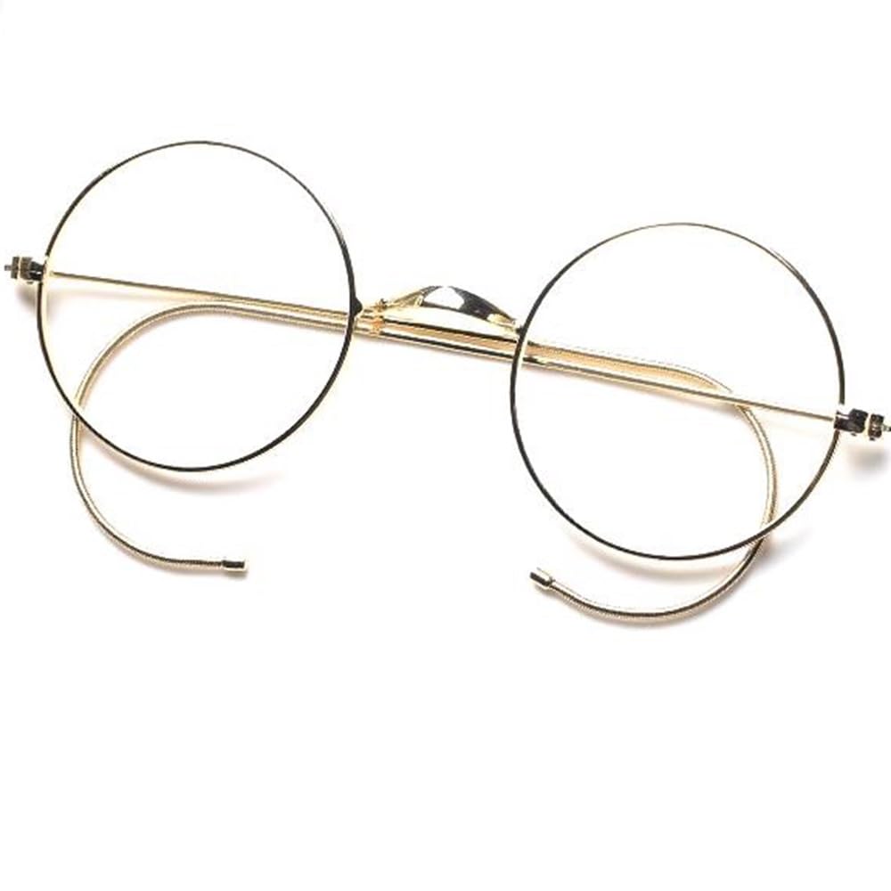 Round Lesebrille Kristall Linse Vintage Senior Lesebrille Metallrahmen Tragbar Computerbrille Unisex Mini Brille HD Anti-Glanz 2.0(+2.0)