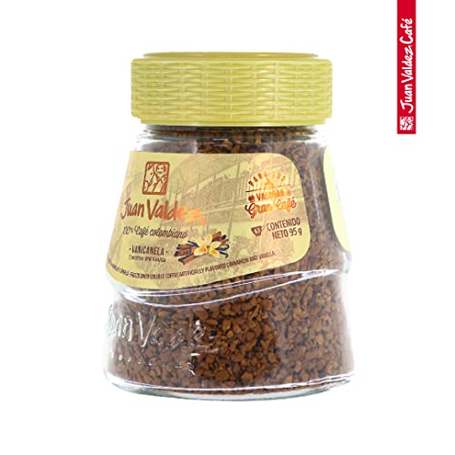 Juan Valdez Freeze Dried Instant Coffee Cinnamon-Vanilla Flavored, 95g Jar, 100% Colombian Coffee