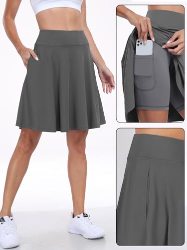 Image of ANRABESS Knee Length Skorts Skirts for Women 2026 Summer High Waisted Golf Tennis Skirt Casual Travel Built-in Shorts Clothes