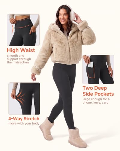 Fleece Lined Leggings Women with Pockets - Winter Thermal Water Resistant - image 4