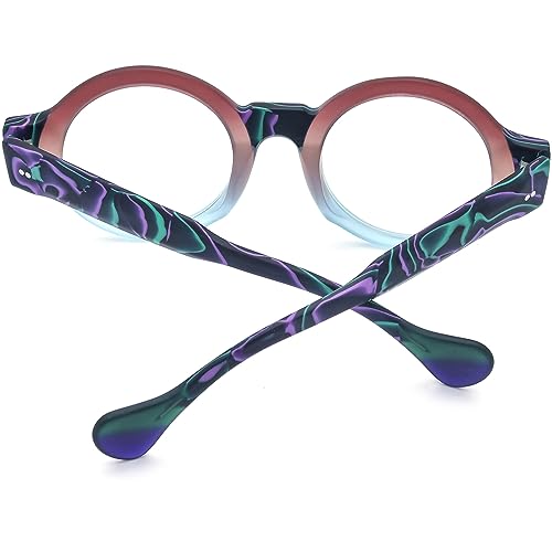 Image of HEPIDEM Multicolor Acetate Glasses Frame Women Oversize Vintage Round Eyeglasses Optical Spectacles 9271