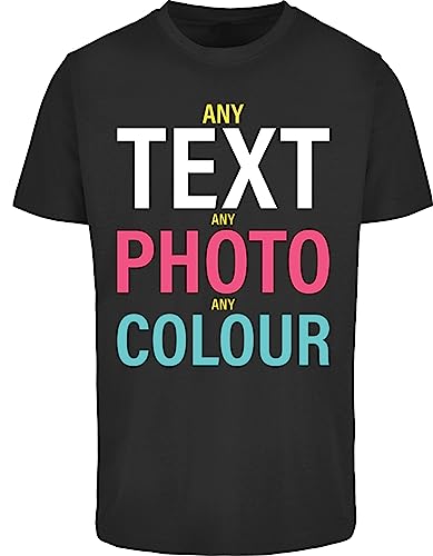 Hippowarehouse Personalised T-Shirt UK Unisex Short Sleeve Printed Text Image Photo Mens Womens Funny (Specific Size Guide in Description) Black