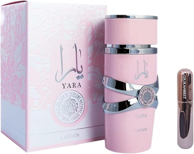 Yara rosa Oud, perfume árabe (ORIGINAL) para mujer, de larga duración, 100 ml+REGALO Atomizador 5ML DRIKANBEST Recargable