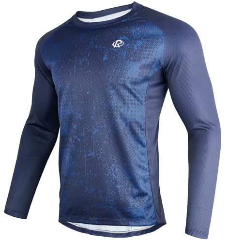 ROTTO Mens Long Sleeve Mountain Bike Jersey MTB Shirt BMX Downhill Moisture Wicking Quick Dry