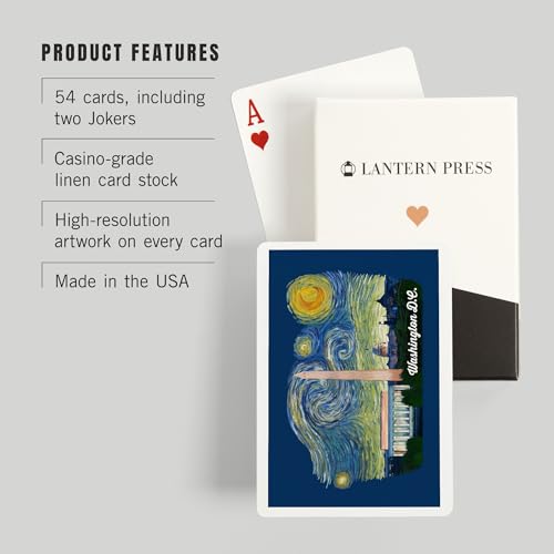 Lantern Press Naipes Poker Washington DC Starry Night miniatura 3