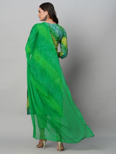 Image of GoSriKi Women's Cotton Blend Printed Straight Kurta with Pant & Dupatta