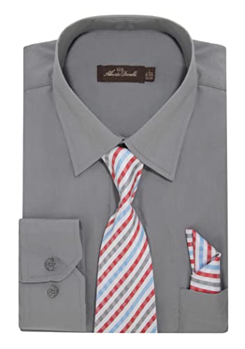 Alberto Danelli Mens Dress Shirt and Tie Set, Dress Shirts for Men, Long Sleeve Button Down, Big and Tall Sizes Up to 5XL