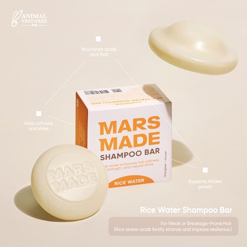 Image of MARS MADE Rice Water Shampoo Bar 2.0 - Hydrating & Moisturizing Natural Hair Soap for Strengthening & Scalp Nourishment - Solid Bar for All Hair Types (120g, 4.23oz)
