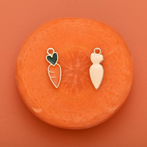 Image of Pack of 80 Carrot Enamel Charms Gold Plated Colored Pendants Hawaii Style Accessories for Necklace Bracelet Jewelry Making DIY Crafting