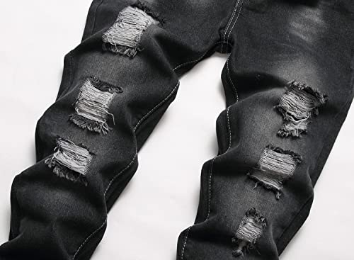 Boy's Ripped Distressed Skinny Fit Fashion Slim Washed Kids Denim Jeans Pants4