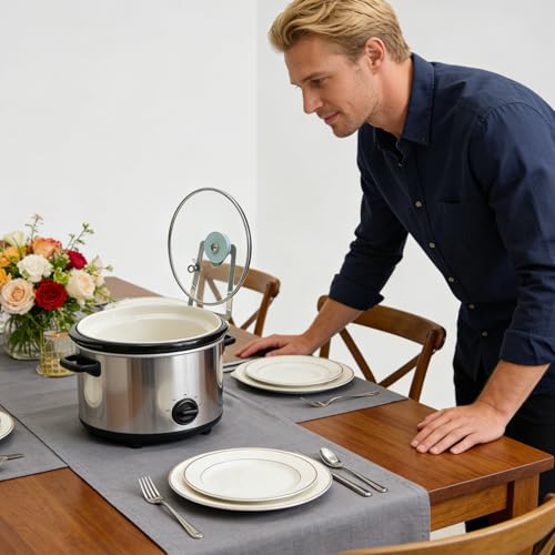 Accesorio De Portatapa Para Olla De Cocción Lenta,Gadgets De Cocina Acero Inoxidable,Estante Para Ollas Encimera - Para Mujeres, Amantes De La Cocina, Profesionales Ocupados, Preparación De Comidas - imagen 2