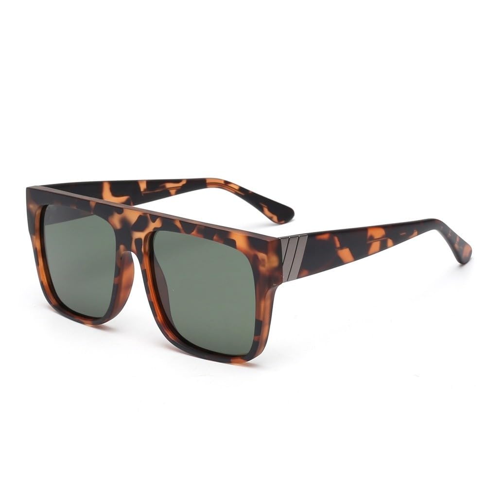 Gafas de sol cuadradas polarizadas grandes con montura de acetato para hombre y mujer, parte superior plana, UV400