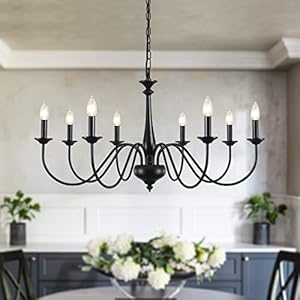 Farmhouse Chandeliers for Dining Room Light Fixtures 8 Lights Black Chandeliers Light Fixture Ceiling Hanging Rustic Chandeliers for Living Room Bedroom Entryway Farmhouse Chandeliers for Dining Room Light Fixtures 8 Lights Black Chandeliers Light Fixture Ceiling Hanging Rustic Chandeliers for Living Room Bedroom Entryway