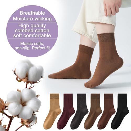 Image of ATBITER Women's Thin Cotton Crew Socks - Soft Above Ankle Bootie Casual Dress Socks 6-Pairs