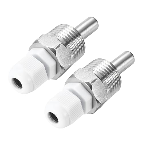 uxcell 2 Pcs 8mm Dia G1/2 Thermowell Weldless Stainless Steel 304 with Cable Gland 30mm Length for Beer Fermenter, White
