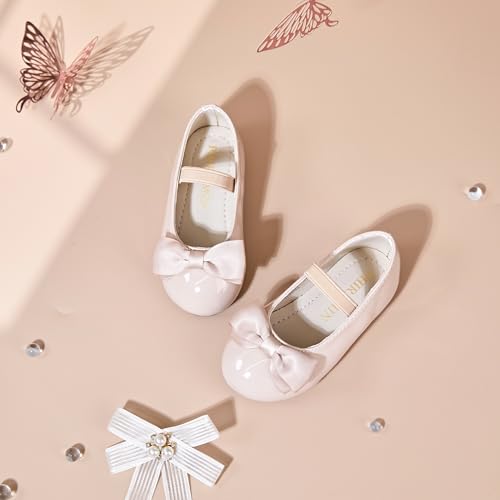Image of PHIRAMIN Toddler Flower Girl Dress Shoes - Little Girl Ballet Flats Bow Wedding Party