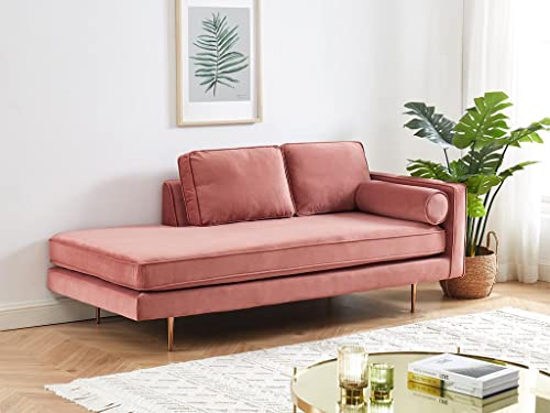 Méridienne Droite en Velours KAHEL - Vieux Rose