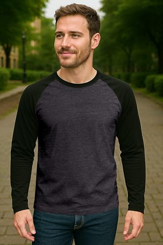 Decrum Raglan Shirt Men - Soft Sports Jersey Style Long Sleeve Baseball Shirts for Men2