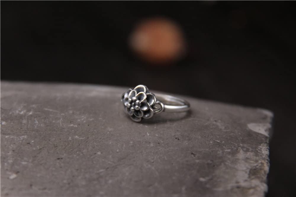 Ring Aus 925Er Sterlingsilber, Sterling Silber Ringe Frauen 925 Kleine Blume Verstellbare Ringe Retro-Kunst Verstellbare Sterling Kleid Ringe Verlobungsring Geschenke Für Männer Mädchen Frau Ewig