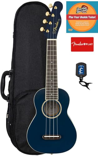 Fender Grace Vanderwaal Moonlight ソプラノウクレレ バンドル ハードケース チューナー ストラップ Fender Play Online Lessons Austin Bazaar インストラクションDVD