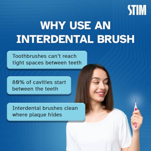 STIM Interdental Angular Brush For Narrow Gaps|Implants & Crowns|Deep Cleaning Between Teeth|Dentist Recommended|Made In India (FLEXIBLE, PACK OF 1) 3