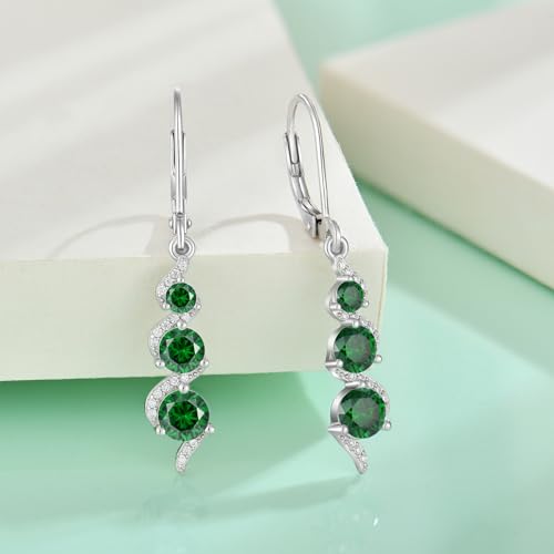 Starchenie Birthstone Dangle Drop Earrings 925 Sterling Silver Gemstones Leverback Earrings Jewelry Gift for Women4