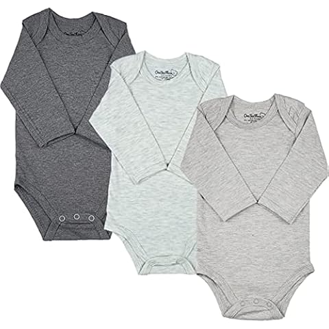 123 Bear Baby 3-Pack Soft Cotton Spandex bodysuits, Gray 2 Long-sleeve, 6-12 months Cover