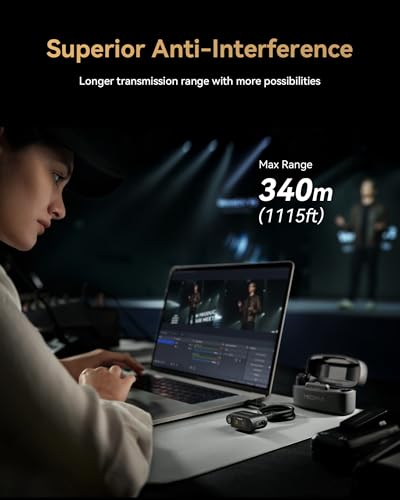 Hollyland Lark MAX 2 Wireless Microphone for iPhone/Camera/Android/PC, Professional Wireless Mic with AI Noise Cancel, 32-bit Full-Chain Audio, 1115ft(340m) Range for Interview Stream(1TX +1Camera RX)
