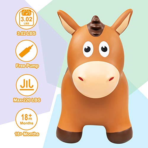 EVERICH TOY Inflatable Bouncy Animals Hopper and Horse for Toddlers, Bouncy Animals for Toddlers Ride on Jumping Bounce Toys, Birthday Gift for 18 Months 2 3 4 5 Year Old - Image 3