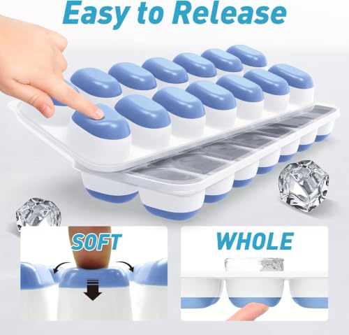 Image of ChefAide 4 Pack Ice Cube Tray, Silicone Ice Cube Trays for Freezer with Lid