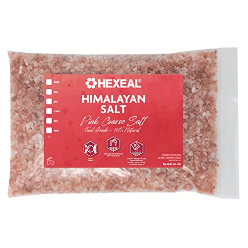 Hexeal Himalayan Pink Salt 2kg 2kg Bag of Coarse Food Grade Salt Suitable for Seasoning & Cooking 100% Natural Salts for Soothing Baths Beauty & Cosmetics