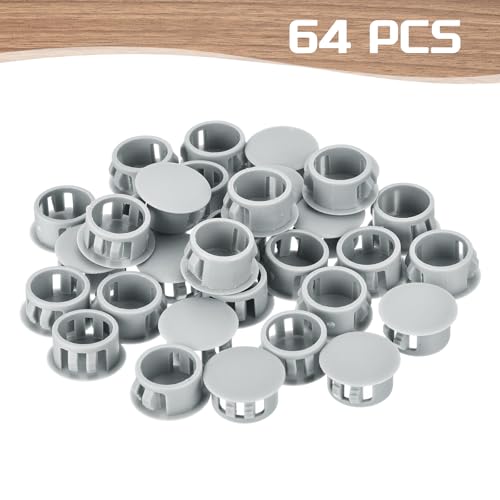 Image of MECCANIXITY 64PCS 16mm(5 /8 inch) Light Gray Plastic Hole Plugs, Flush Type Panel Hole Plugs Insert End Caps for Locking Hole Tubes Furniture Cabinet