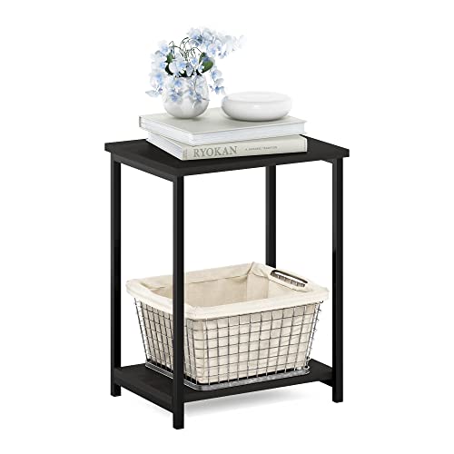 Image of Furinno Simplistic 2-Tier Metal Frame Side Table, Espresso