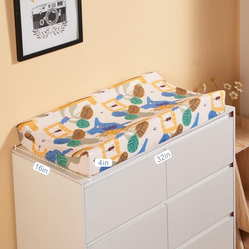 Image of Baby Changing Pad Cover, Changing Table Cover for Girls Boys, Ultra Soft Breathable, 2 Pack Animal Geometry & Blue