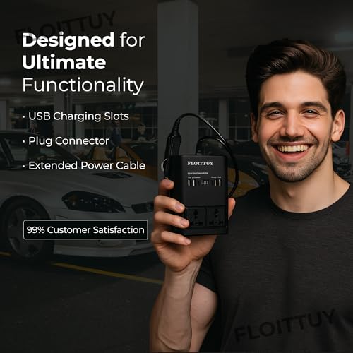 Image of Portable Car Power Inverter /Laptop Charger with LED Display | Car Socket to Plug Adapter | 12V DC to 220V AC Socket Converter | 4 USB+2 3Pin Plug+2 Type-C for Laptop,Mobile,Other(1)