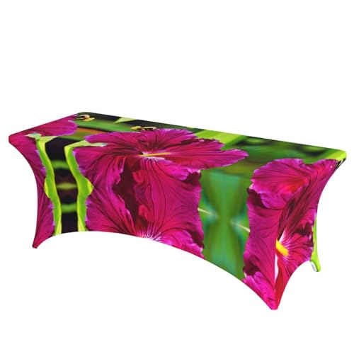 Housse extensible en élasthanne EdWal à fleurs d'hibiscus pour table 1m80