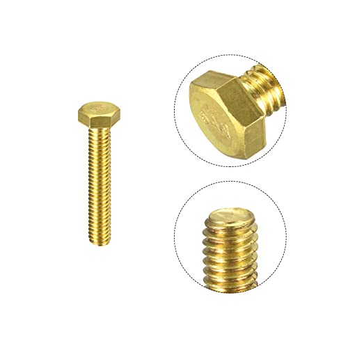 Image of uxcell Brass Hex Bolts, 5 /16-18x1-3 /4 5pcs Fully Thread Grade 4.8 Solid Brass Hexagon Head Bolt Machine Screws for Machinery