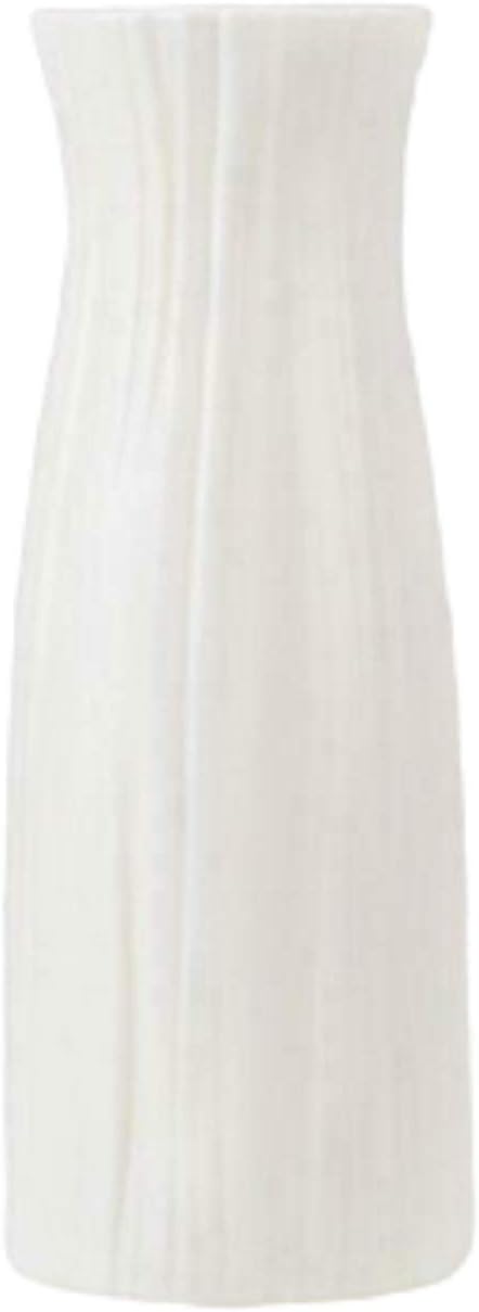 Organza Plus Unbreakable Ceramic-Look Plastic Vase - Narrow Seashell White Flower Vase for Home Decor