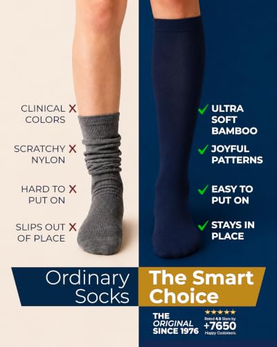 Image of Pembrook Bamboo Viscose Light Compression Socks - 3 Pairs | 8-15 mmhg Compression Socks | Knee High Comfort Support Socks