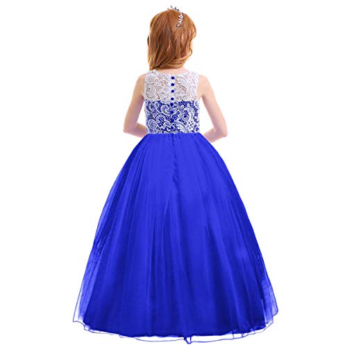 Vestido de niña de flores para bodas y fiestas de cumpleaños infantiles en color azul cobalto 2