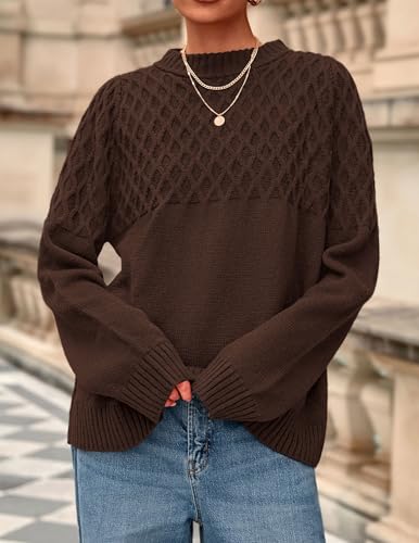 PRETTYGARDEN Oversized Sweaters for Women 2025 Fall Cute Cable Knit Long Sleeve Crewneck Chunky Pullover Tops Winter Clothing2