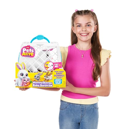Pets Alive Mommy Bunny Surprise von ZURU, realistischer, elektronischer Plüschhasen-Roboter, Überraschungsspielzeug für Kinder.