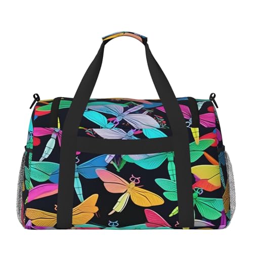 Cute Dragonflies Print Travel Duffle Bag For Men Women Sport Gym Handbag With Shoulder Strap For Travel2