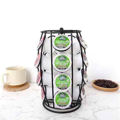 Hcirjhie Coffee Pods Storage Organizer Stand,Coffee Pod Carousel , Spins 360-Degrees,No Assembly Required,1 Count,Black (Capacity of24 Pods, Black)