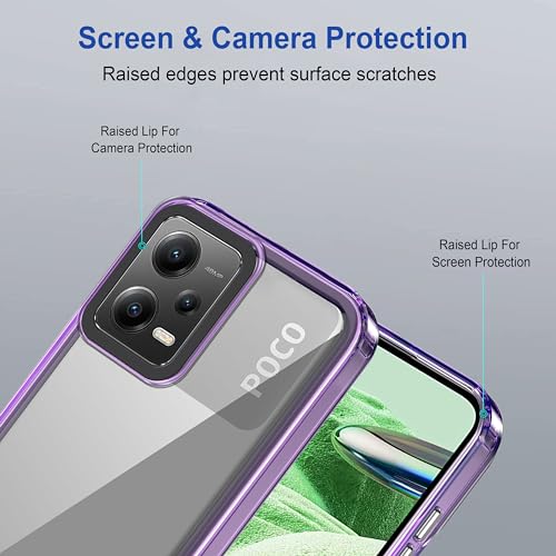 Image of Zapcase Back Case Cover for Poco X5 5G | Compatible for Poco X5 5G Back Cover | Case Cover with Camera Protection | (TPU + PC | Translucent Purple)