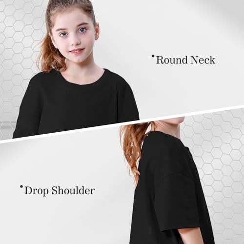 Image of DREAM BUS Girls T-Shirts and Shorts Set 2 Pieces Teen Girls Summer Matching Outfit Solid Trendy Clothes for Little Girl