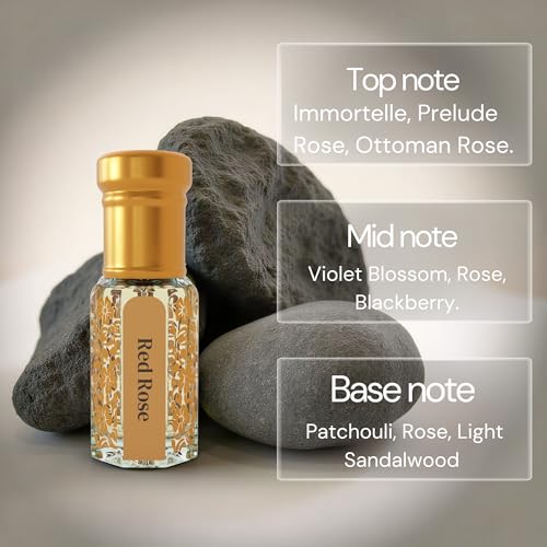 Image of NOMAN Red Rose Liquid Attar Original Pure Long-Lasting 100% Alcohol Free, 12ml In Luxury Bottle Best For Unisex