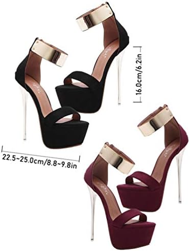 1 Pair Black High Heel High Heel Sandal Heels for Women High Heels Sandals Pointy Platform Stiletto Womens Slide Sandals Thin Heel Sandals Gold Heel Open Toed Shoes Miss Rivet | Image 4